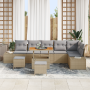 Set de Sofá de Jardín de 9 Piezas con Cojines Beige de Poliratán Acacia de , Sofás de exterior - Ref: Foro24-3362807, Precio:...