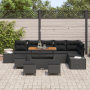 Set de Sofá de Jardín de 10 piezas con Cojines Negro Poliratán Acacia de , Sofás de exterior - Ref: Foro24-3362809, Precio: 6...