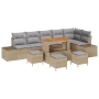 Conjunto de Sofá de Jardín de 10 Piezas con Cojines de Poliratán Beige Acacia de , Sofás de exterior - Ref: Foro24-3362812, P...