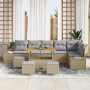 Conjunto de Sofá de Jardín de 10 Piezas con Cojines de Poliratán Beige Acacia de , Sofás de exterior - Ref: Foro24-3362812, P...