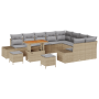 Conjunto de Sofá de Jardín de 12 Piezas con Cojines Beige Poliratán Acacia de , Sofás de exterior - Ref: Foro24-3362827, Prec...