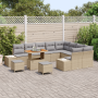 Conjunto de Sofá de Jardín de 12 Piezas con Cojines Beige Poliratán Acacia de , Sofás de exterior - Ref: Foro24-3362827, Prec...