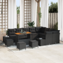 Conjunto de Sofá de Jardín  de 13 Piezas con Cojines Negro de Poliratán y Acacia | Foro24.es | Tu tienda online para hogar, jardín y más Foro24.es
