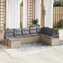 Conjunto de sofá de jardín 8 pcs Beige Poliratán