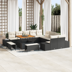 Conjunto de Sofá de Jardín de 13 Piezas con Cojines Negros de Poliratán de , Sofás de exterior - Ref: Foro24-3362835, Precio:...