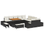 Conjunto de Sofá de Jardín de 13 Piezas con Cojines Negros de Poliratán de , Sofás de exterior - Ref: Foro24-3362835, Precio:...