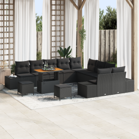 Juego de Sofá de Jardín de 13 piezas con cojines negro poliratán de , Sofás de exterior - Ref: Foro24-3362844, Precio: 887,55...