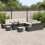 Juego de Sofá de Jardín 13 Piezas con Cojines Negro Poliratán Acacia de , Sofás de exterior - Ref: Foro24-3362845, Precio: 81...