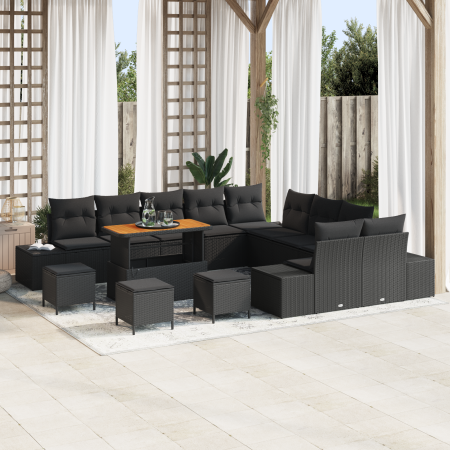 Juego de Sofá de Jardín de 14 Piezas con Cojines Negro Poliratán de , Sofás de exterior - Ref: Foro24-3362849, Precio: 939,13...