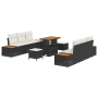 Conjunto de Sofá Jardín de 9 Piezas con Cojines Negro Poliratán Acacia | Foro24.es | Tu tienda online para hogar, jardín y más Foro24.es