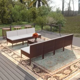8-teiliges Gartenmöbel-Set und braune synthetische Rattankissen von vidaXL, Gartensets - Ref: Foro24-3094327, Preis: 519,05 €...