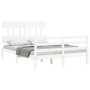 White solid wood bed frame with headboard 120x200 cm by vidaXL, Beds and slatted bases - Ref: Foro24-3195152, Price: 121,46 €...