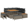 Conjunto de Sofá de Jardín de 8 Piezas con Cojines Gris Poliratán Acacia | Foro24.es | Tu tienda online para hogar, jardín y más Foro24.es