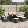 Conjunto de sofá de jardín de 8 piezas con cojines negro polirratán acacia | Foro24.es | Tu tienda online para hogar, jardín y más Foro24.es