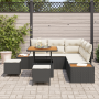Conjunto de sofá de jardín de 8 piezas con cojines negro polirratán acacia | Foro24.es | Tu tienda online para hogar, jardín y más Foro24.es