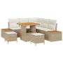 Conjunto de Sofá de Jardín  de 8 Piezas con Cojines Beige Poliratán Acacia | Foro24.es | Tu tienda online para hogar, jardín y más Foro24.es