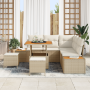 Conjunto de Sofá de Jardín  de 8 Piezas con Cojines Beige Poliratán Acacia | Foro24.es | Tu tienda online para hogar, jardín y más Foro24.es