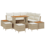 Conjunto de Sofás de Jardín  de 9 Piezas con Cojines Beige Ratán Poliéster Acacia | Foro24.es | Tu tienda online para hogar, jardín y más Foro24.es