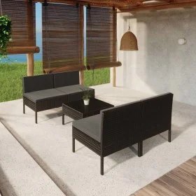 5-teiliges Gartenmöbel-Set und schwarze synthetische Rattankissen von vidaXL, Gartensets - Ref: Foro24-3094309, Preis: 336,67...