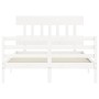 White solid wood bed frame with headboard 120x200 cm by vidaXL, Beds and slatted bases - Ref: Foro24-3195152, Price: 121,46 €...