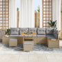 Juego de Sofás de Jardín de 9 Piezas con Cojines Beige Ratán Acacia | Foro24.es | Tu tienda online para hogar, jardín y más Foro24.es