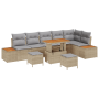Juego de Sofás de Jardín de 9 Piezas con Cojines Beige Poliratán Acacia de , Sofás de exterior - Ref: Foro24-3362937, Precio:...
