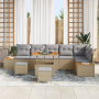 Juego de Sofás de Jardín de 9 Piezas con Cojines Beige Poliratán Acacia de , Sofás de exterior - Ref: Foro24-3362937, Precio:...
