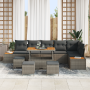 Conjunto de Sofás de Jardín  de 10 Piezas con Cojines Gris Poliratán Acacia | Foro24.es | Tu tienda online para hogar, jardín y más Foro24.es