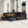 Conjunto de Sofá de Jardín de 12 Piezas con Cojines de Ratán Polipropileno Negro y Acacia de , Sofás de exterior - Ref: Foro2...
