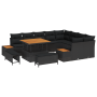 Conjunto de Sofá de Jardín de 12 Piezas con Cojines de Ratán Polipropileno Negro y Acacia de , Sofás de exterior - Ref: Foro2...