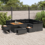 Conjunto de Sofá de Jardín de 12 Piezas con Cojines de Ratán Polipropileno Negro y Acacia de , Sofás de exterior - Ref: Foro2...