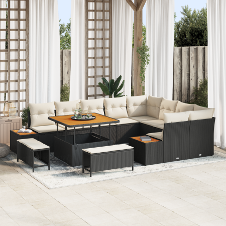 Conjunto de Sofás de Jardín de 12 piezas con Cojines en Ratán Sintético Negro | Foro24.es | Tu tienda online para hogar, jardín y más Foro24.es