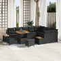 Conjunto de Sofá de Jardín de 12 Piezas con Cojines Negro Poliratán Acacia | Foro24.es | Tu tienda online para hogar, jardín y más Foro24.es