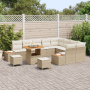 Juego de sofá de jardín de 12 piezas con cojines de poli ratán beige y acacia | Foro24.es | Tu tienda online para hogar, jardín y más Foro24.es