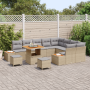 Juego de Sofá de Jardín de 12 Piezas con Cojines Beige Ratán Polipropileno Acacia | Foro24.es | Tu tienda online para hogar, jardín y más Foro24.es
