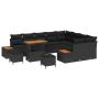 Conjunto de sofá de jardín de 12 piezas con cojines negro poliratán acacia de , Sofás de exterior - Ref: Foro24-3362954, Prec...