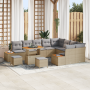 Set de sofá de jardín de 12 piezas con cojines de poliratán beige y acacia de , Sofás de exterior - Ref: Foro24-3362957, Prec...