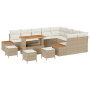 Set de Sofá de Jardín de 13 Piezas con Cojines Beige Ratán Poli Acacia | Foro24.es | Tu tienda online para hogar, jardín y más Foro24.es
