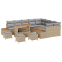 Conjunto de Sofás de Jardín  de 13 Piezas con Cojines Beige de Ratán Sintético Acacia | Foro24.es | Tu tienda online para hogar, jardín y más Foro24.es