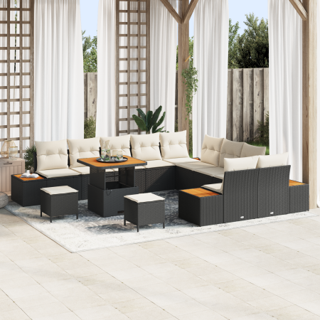 Conjunto de Sofá de Jardín de 13 Piezas con Cojines Negro Poliratán Acacia de | Foro24.es | Tu tienda online para hogar, jardín y más Foro24.es