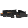 Set de Sofá de Jardín de 13 Piezas con Cojines Negro Poliratán Acacia de , Sofás de exterior - Ref: Foro24-3362974, Precio: 8...