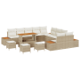 Conjunto de Sofá de Jardín  de 14 Piezas con Cojines Beige de Ratán Poliéster Acacia | Foro24.es | Tu tienda online para hogar, jardín y más Foro24.es