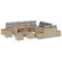 Conjunto de Sofá de Jardín  de 14 Piezas con Cojines Beige Poliratán Acacia | Foro24.es | Tu tienda online para hogar, jardín y más Foro24.es