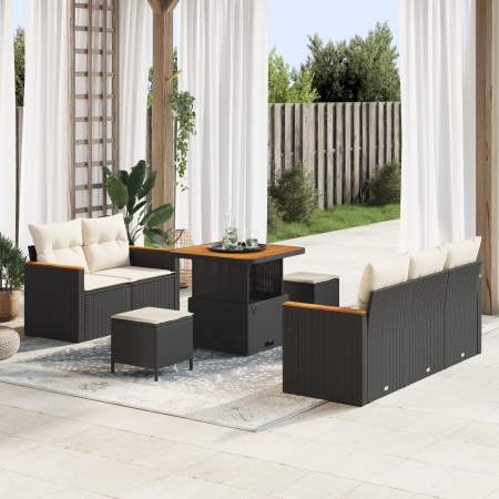 Conjunto de Sofás de Jardín de 8 Piezas con Cojines Negro Poliratán Acacia | Foro24.es | Tu tienda online para hogar, jardín y más Foro24.es