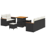 Conjunto de Sofás de Jardín de 8 Piezas con Cojines Negro Poliratán Acacia | Foro24.es | Tu tienda online para hogar, jardín y más Foro24.es