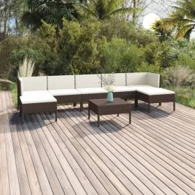 8-teiliges Gartenmöbel-Set und braune synthetische Rattankissen von vidaXL, Gartensets - Ref: Foro24-3094543, Preis: 723,45 €...