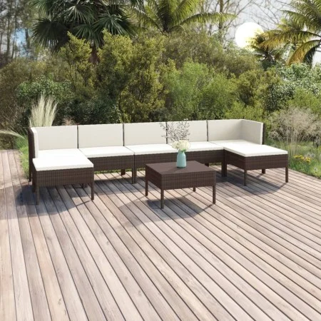 8-piece garden furniture set and brown synthetic rattan cushions by vidaXL, Garden sets - Ref: Foro24-3094543, Price: 723,45 ...