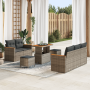 Set de Sofás de Jardín de 8 Piezas  con Cojines Gris Polirratán Acacia | Foro24.es | Tu tienda online para hogar, jardín y más Foro24.es