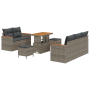 Set de Sofás de Jardín de 8 Piezas  con Cojines Gris Polirratán Acacia | Foro24.es | Tu tienda online para hogar, jardín y más Foro24.es