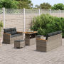 Set de Sofás de Jardín de 8 Piezas  con Cojines Gris Polirratán Acacia | Foro24.es | Tu tienda online para hogar, jardín y más Foro24.es